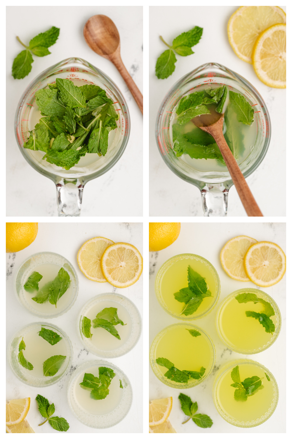step-by-step limoncello lemonade how to make limoncello lemonade with mint by muddling lemon and mint, then dividing into glasses