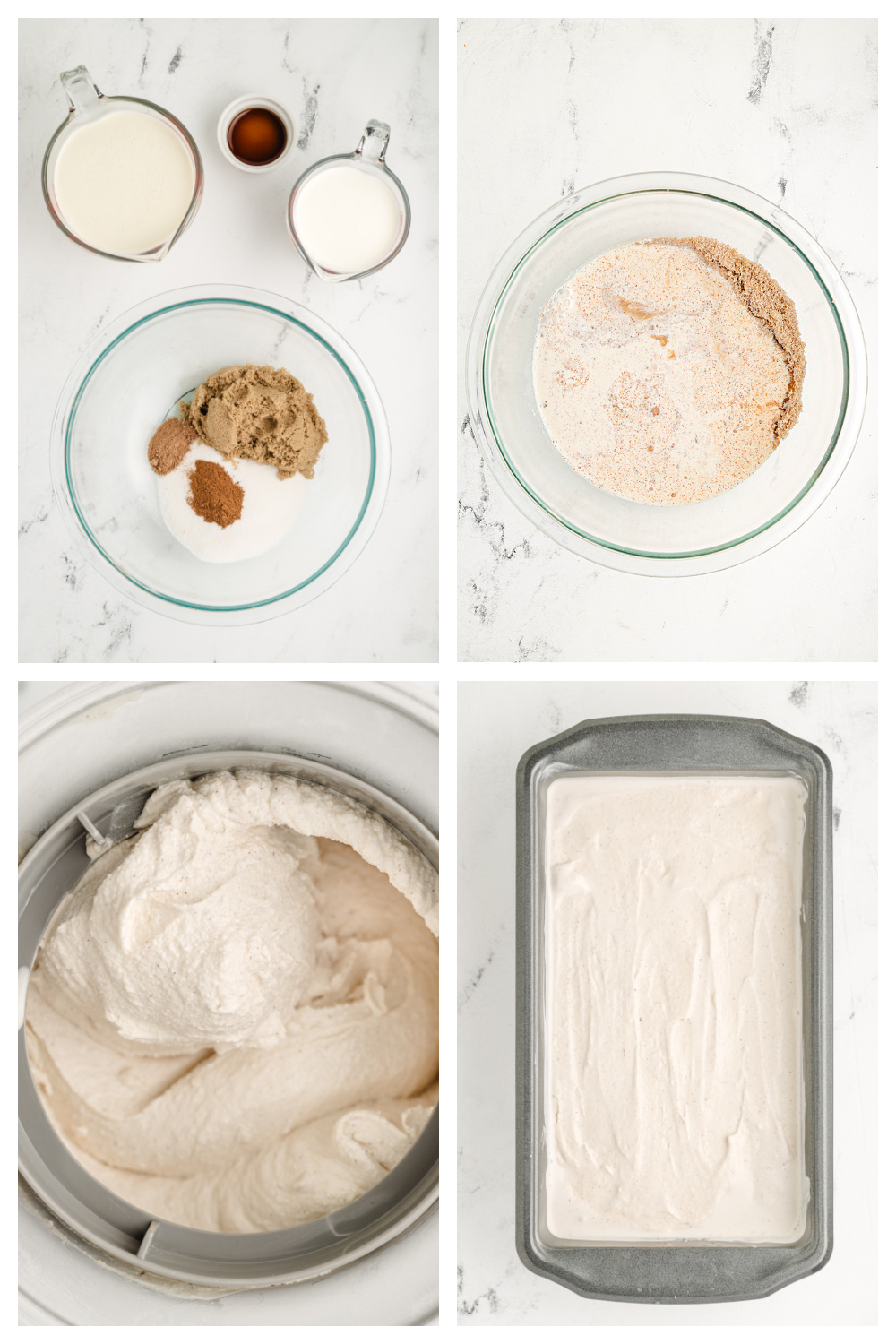 How to make snickerdoodle ice cream in four steps. Step-by-step images showing how to make snickerdoodle ice cream.