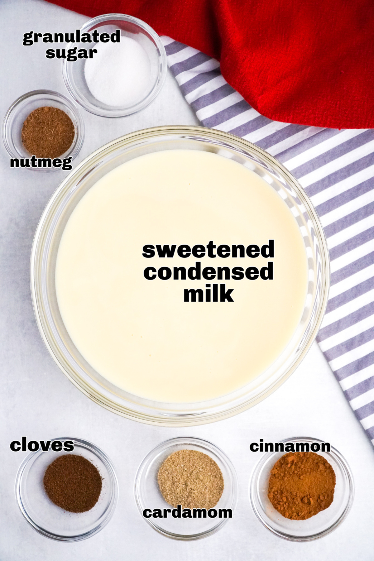 Ground spices and sugar added to sweetened condensed milk