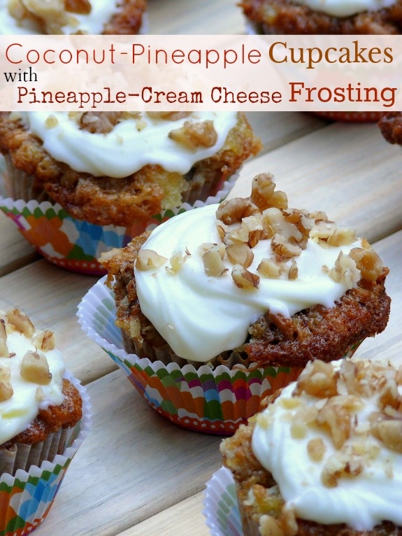 Coconut-Pineapple Cupcakes with Pineapple-Cream Cheese Frosting