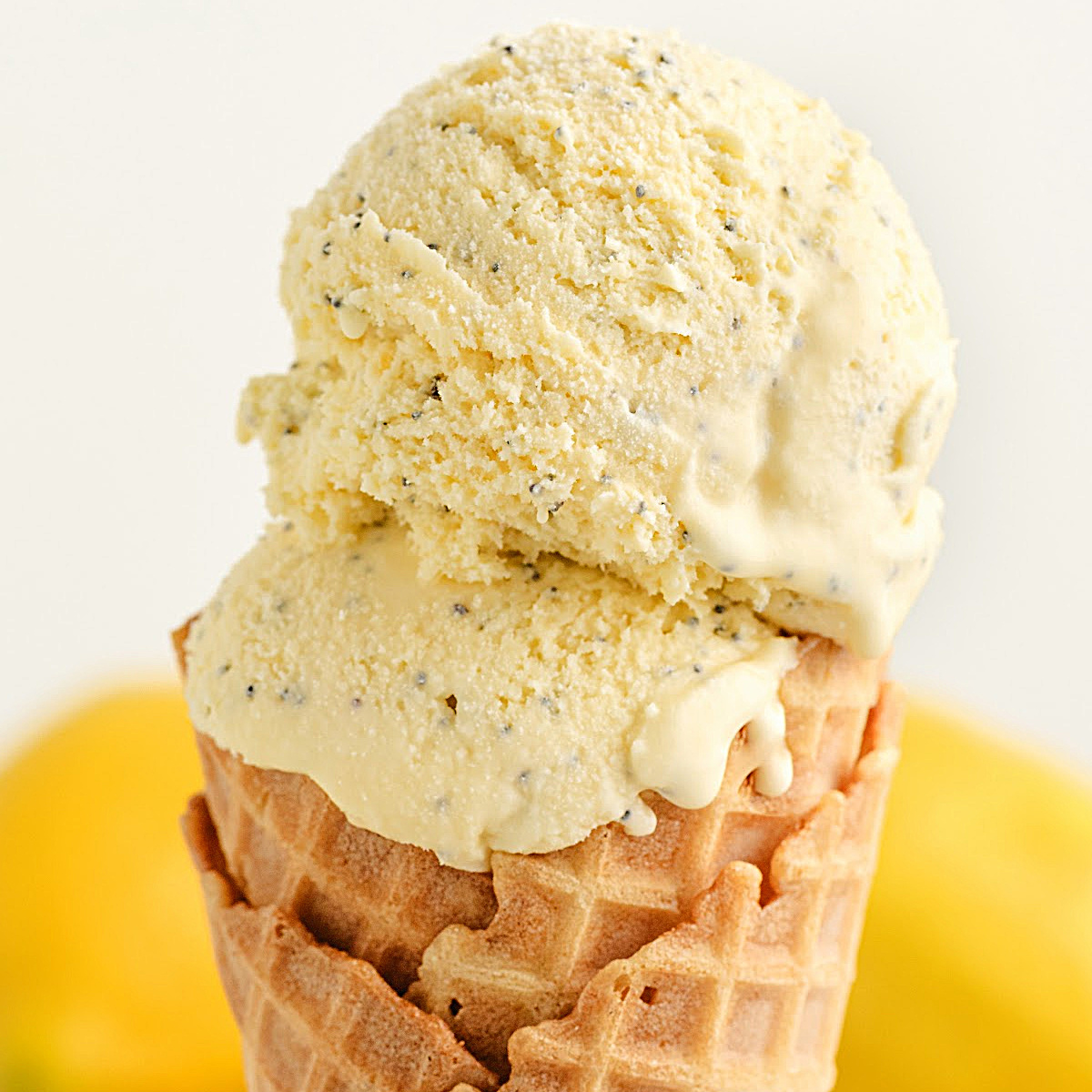 Creamy Lemon Poppy Seed Ice Cream (with Buttermilk & Lemon Curd)