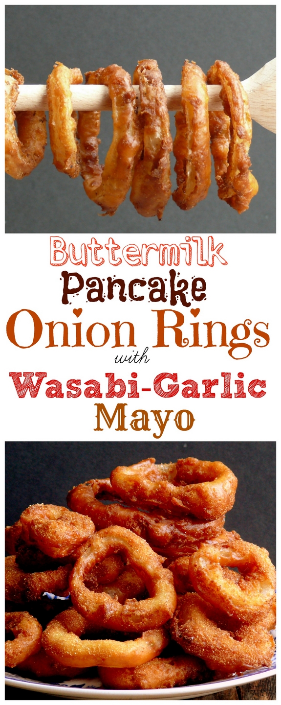 Buttermilk Pancake Batter Onion Rings with Wasabi-Garlic Mayo