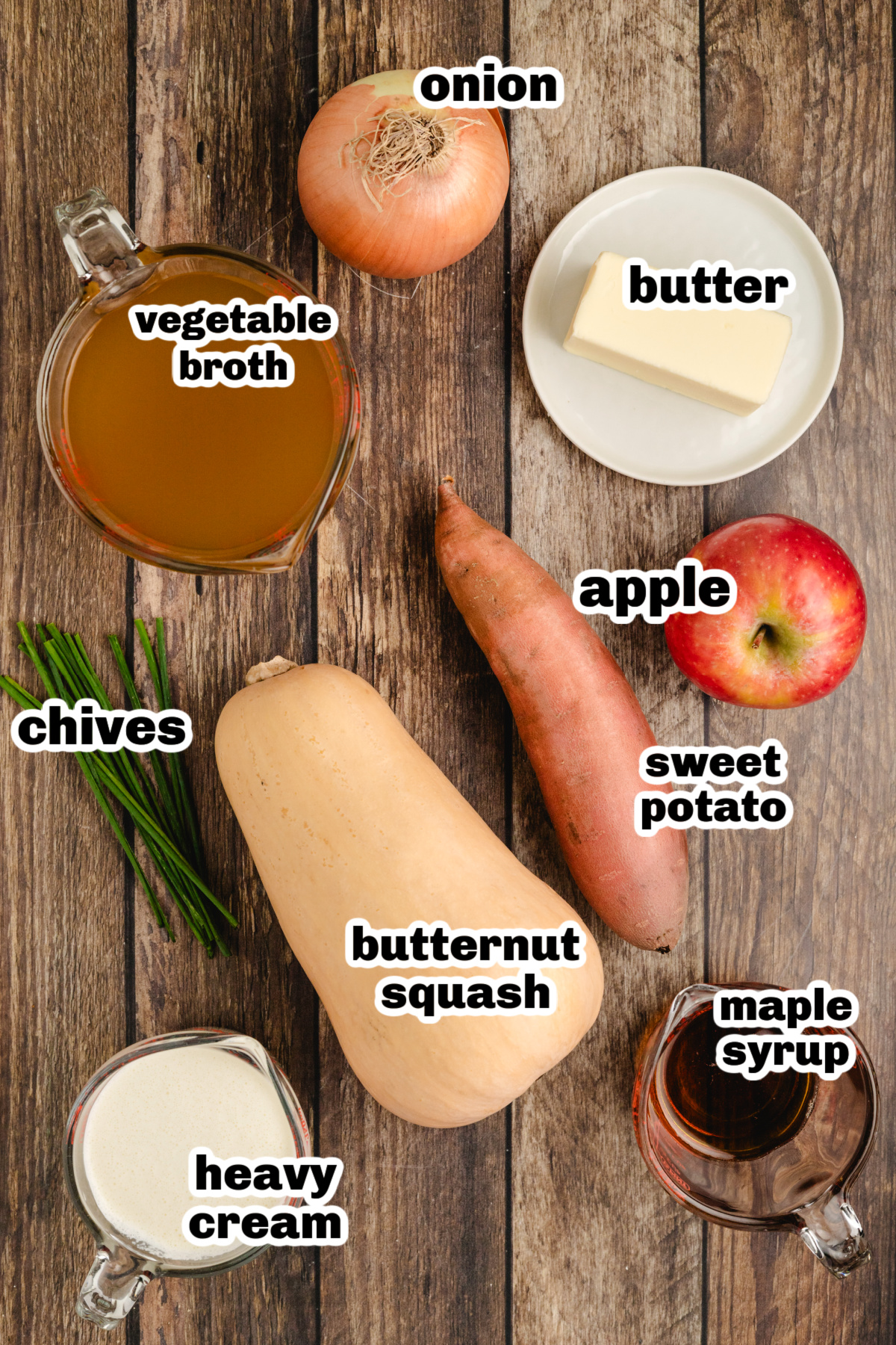 Butternut squash apple soup ingredients Ingredients for maple butternut squash and apple soup