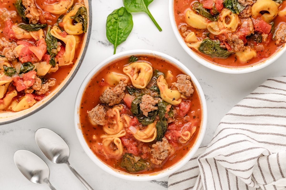 Italian sausage tortellini soup hits all the right notes—hearty, flavorful, and ready in no time. Serve with some crusty bread for an easy, satisfying dinner. Italian sausage tortellini soup