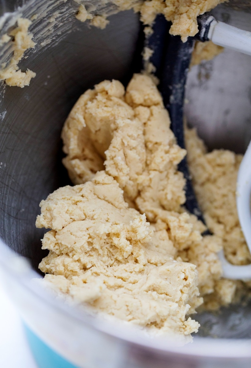 A sweet butter, meltaway cookie, made with crunchy Panko breadcrumbs. The addition of Panko brings a distinct texture to these cookies that would otherwise simply melt in your mouth. panko Cookie batter in a mixing bowl for baking