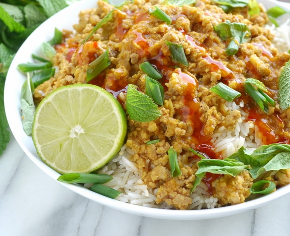 Spicy Curried Pork and Rice Bowls for the win