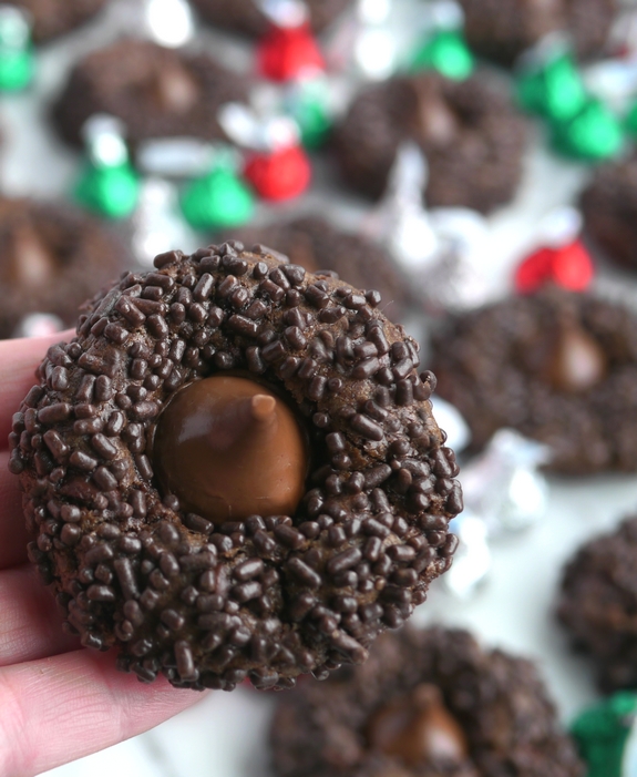 The Easiest Triple Chocolate KISS Cookies