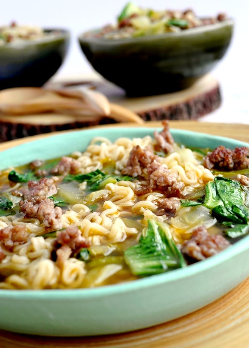 A life-changing Gingery Pork Ramen recipe because honestly, it's going to rock your world. The ground pork turns this ramen into a hearty meal with a pop of flavor you've never quite tasted before. This pork ramen is one of the first meals my son requests when he returns home from college because it's that good, not to mention so easy to make. ground pork ramen.
