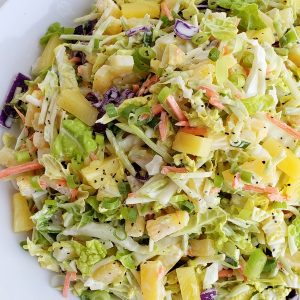 Easy Pineapple Coleslaw overhead view