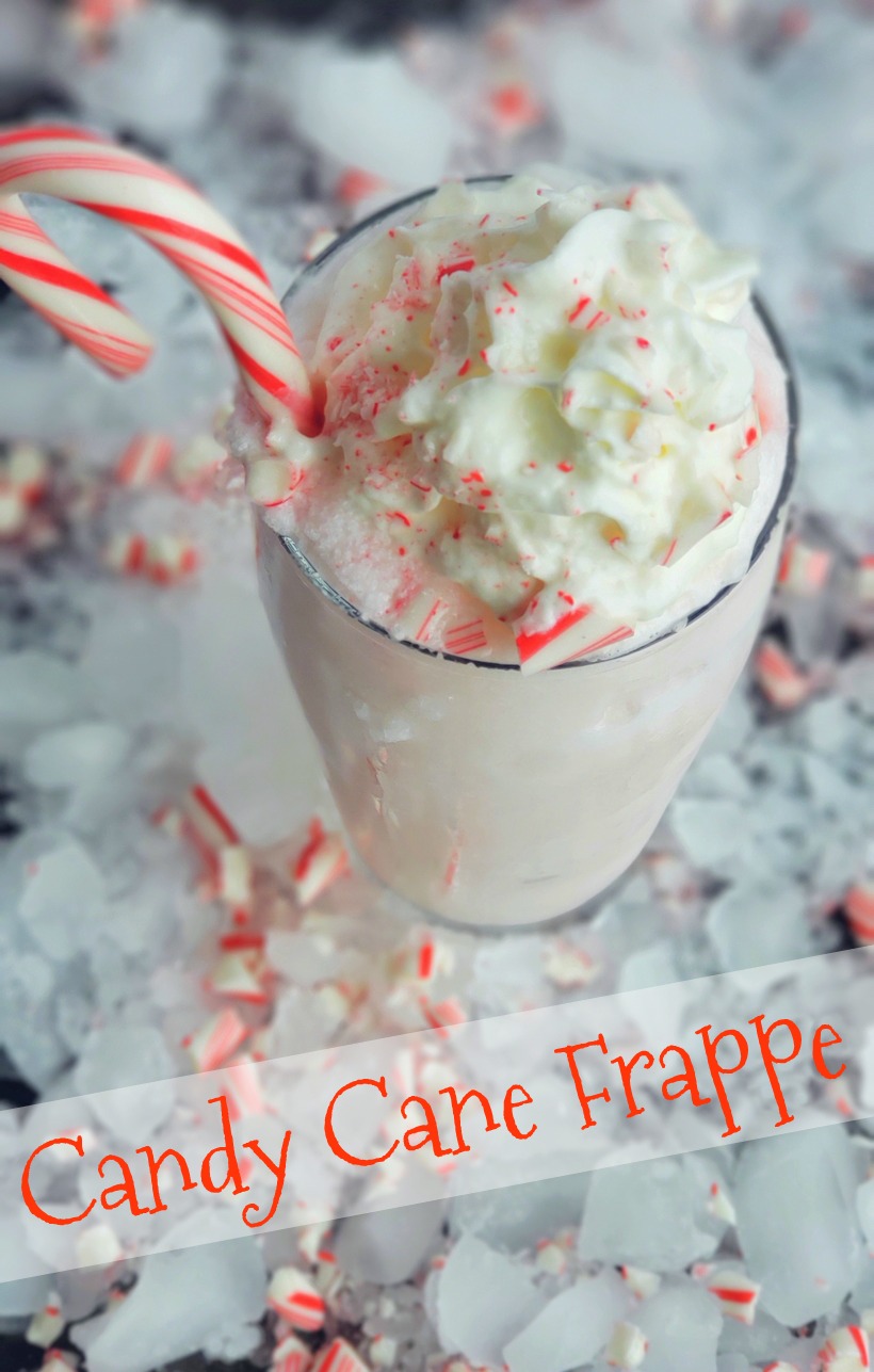 Treat yourself to a Candy Cane Frappe this holiday season or anytime you are craving a delightful peppermint flavored beverage. #noblepig #frappe #candycane