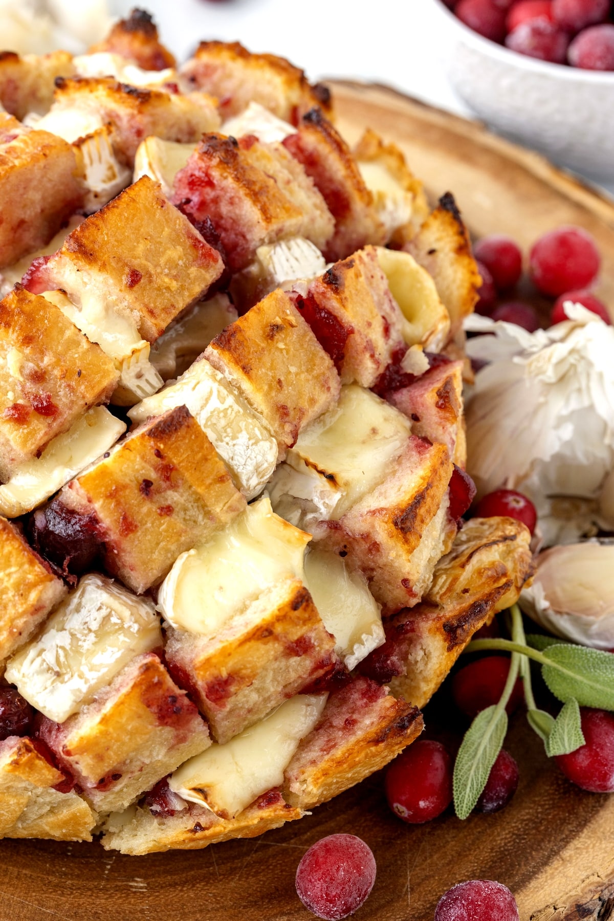 Cranberry Brie pull-apart bread fresh out of the oven