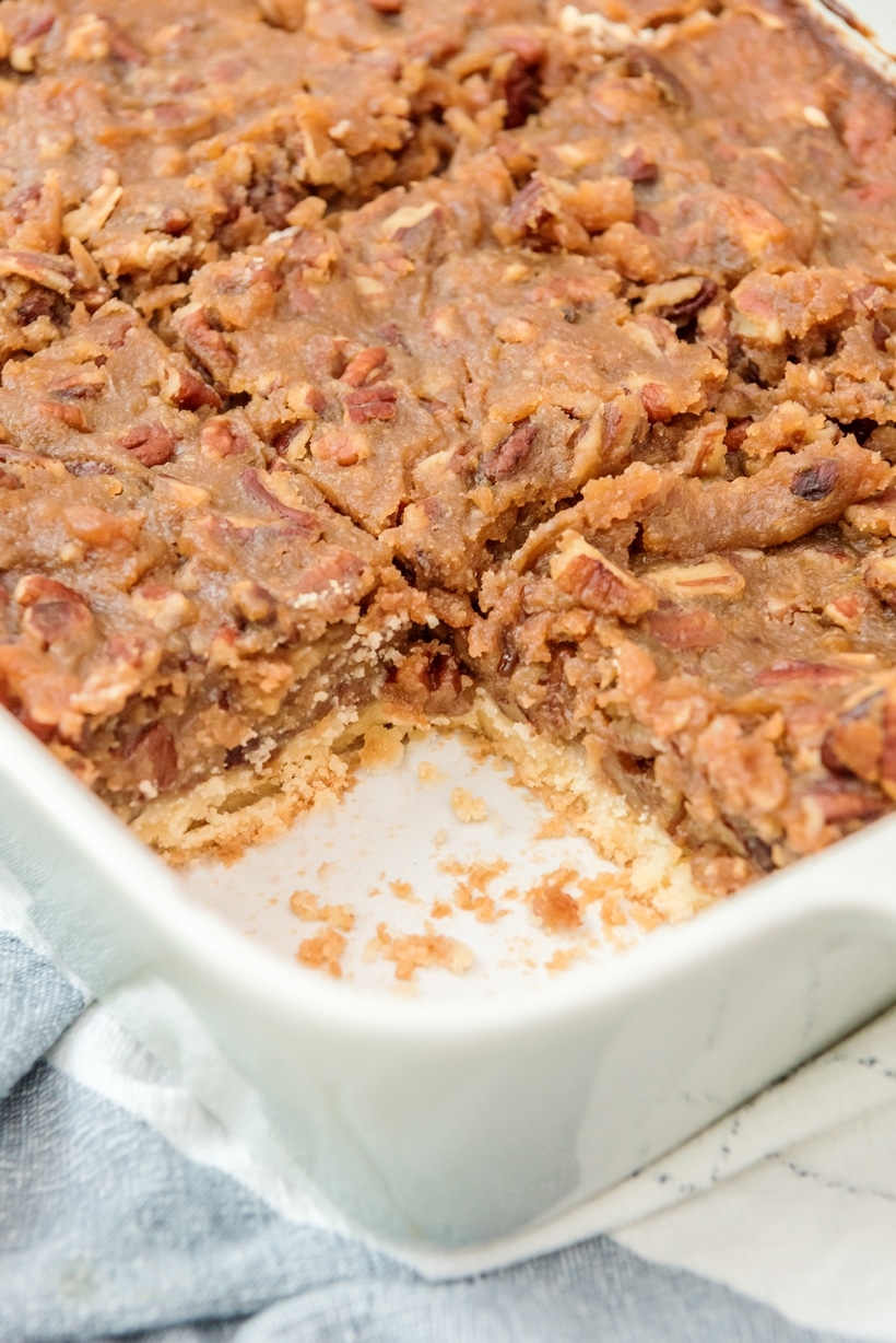 These pecan pie bars pack all the classic flavor of pecan pie into easy, bite-sized squares with a buttery shortbread crust. Perfect for serving a crowd—no pie making skills are necessary for this recipe. pie bars pecan
