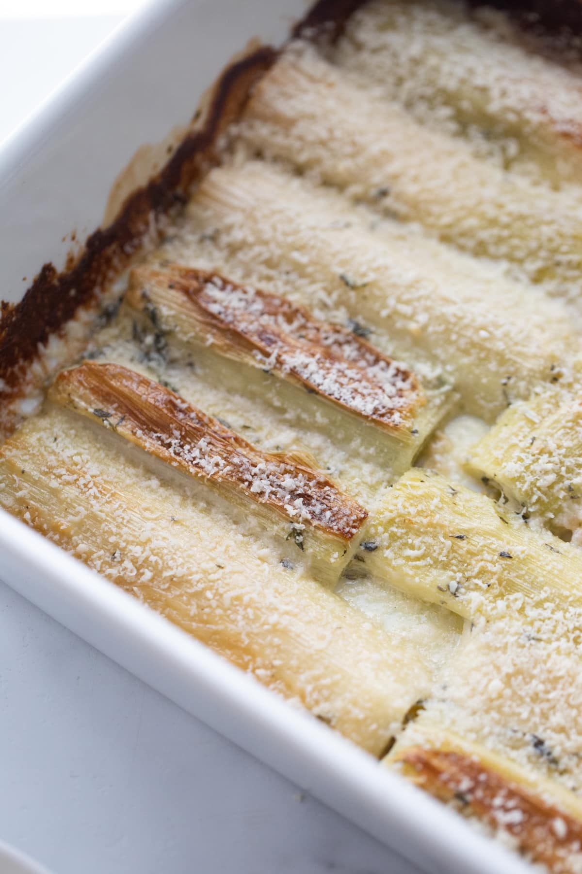 Baked Creamy Roasted leeks. baked creamy roasted leeks