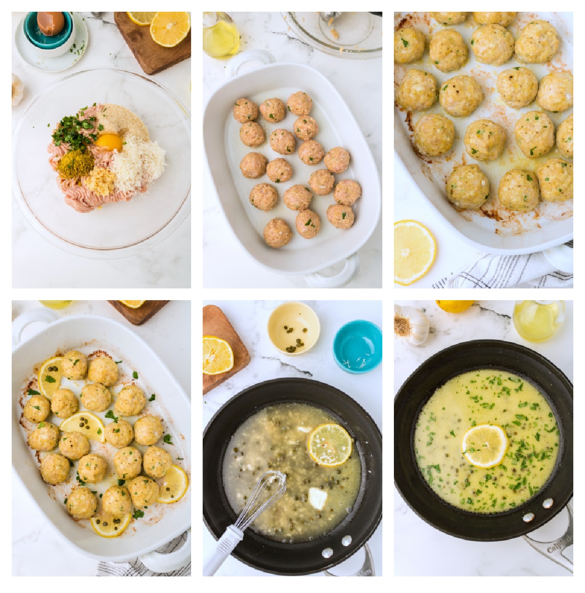 how to make chicken piccata meatballs step by step Step-by-step process for making baked chicken piccata meatballs, from mixing to baking and sauce prep
