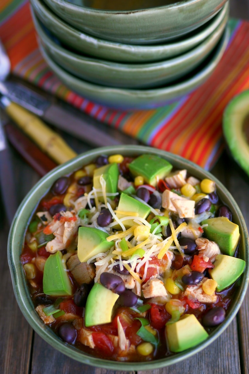 This Mexican Chicken Soup with Avocado will have a delicious and satisfying dinner on the table in 15-minutes. Some nights we need all the help we can get. mexican soup