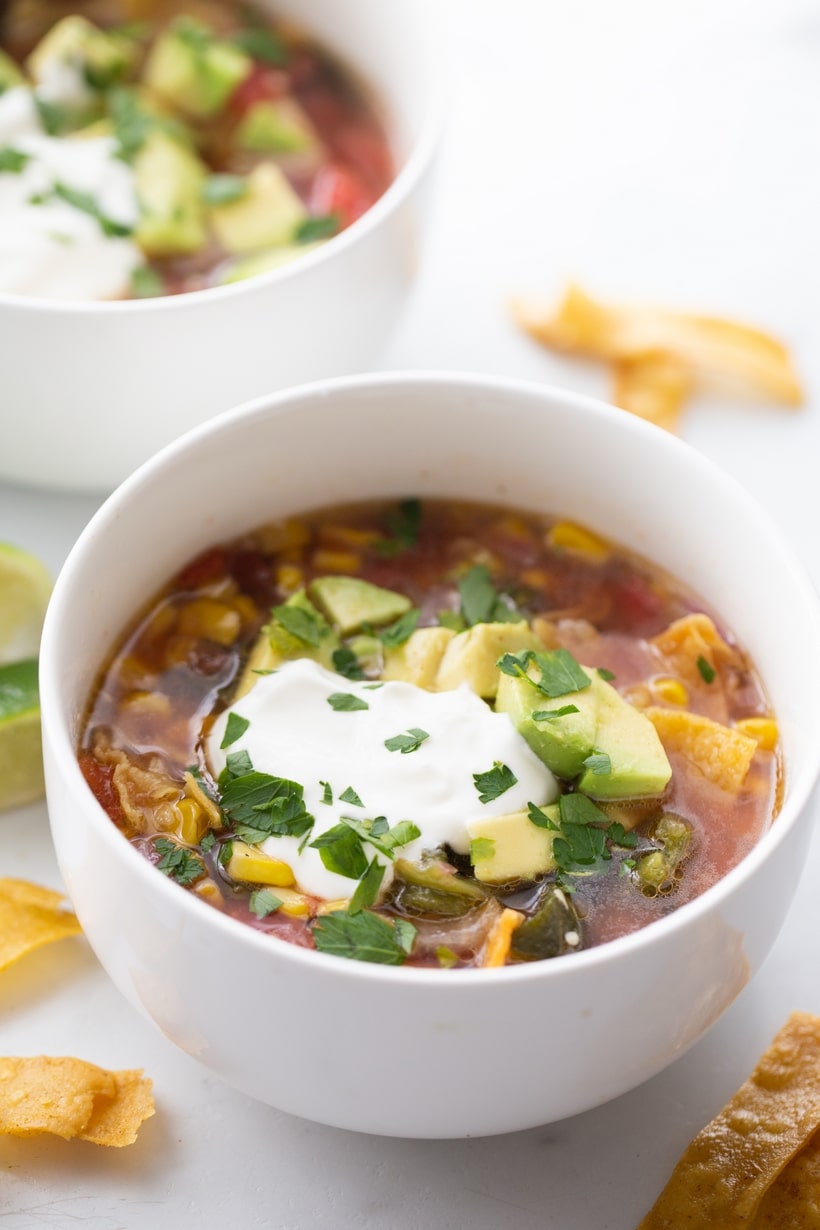 corn and salsa tortilla soup