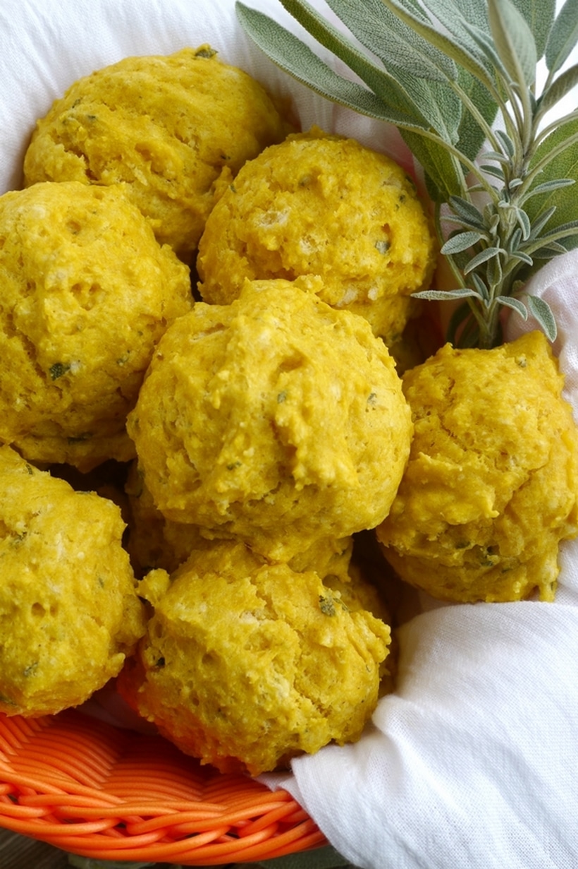 A classic pairing of ingredients come together with these buttery and flavorful Pumpkin Sage Drop Biscuits. The perfect addition to your holiday meal, but will remain a favorite to be served alongside soups and stews all season long. pumpkin biscuits