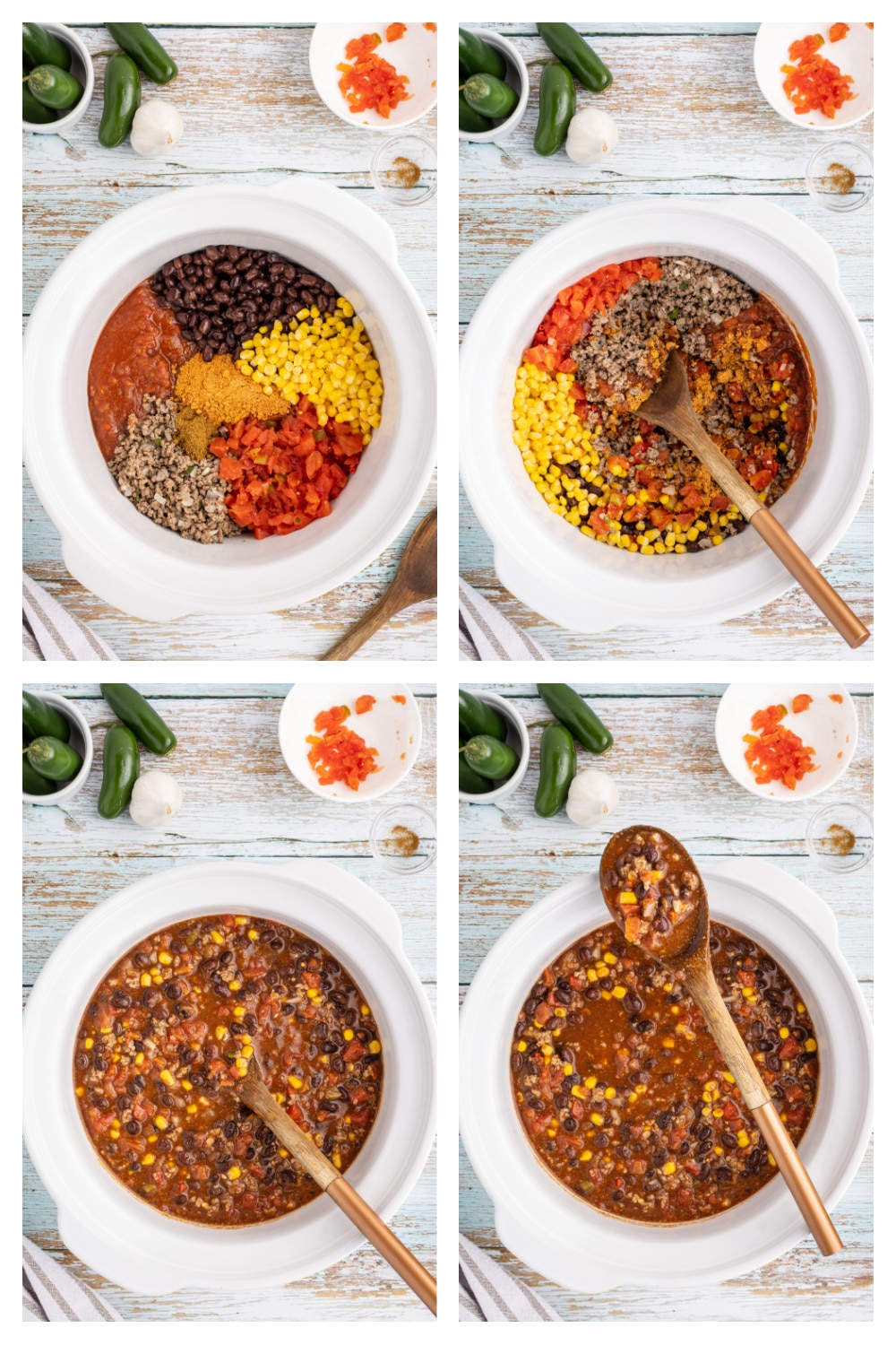 making taco soup in a crockpot