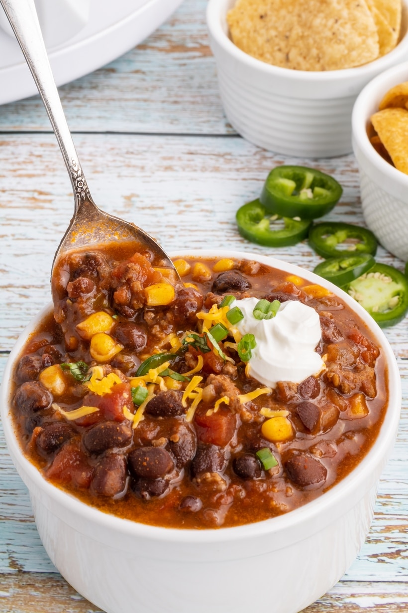 a spoonful of taco soup 