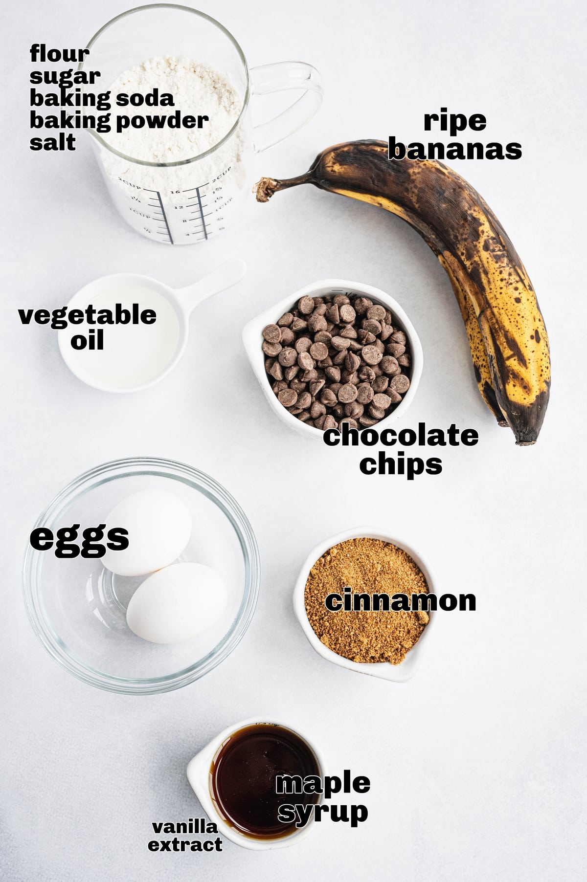 ingredients including bananas and chocolate chips