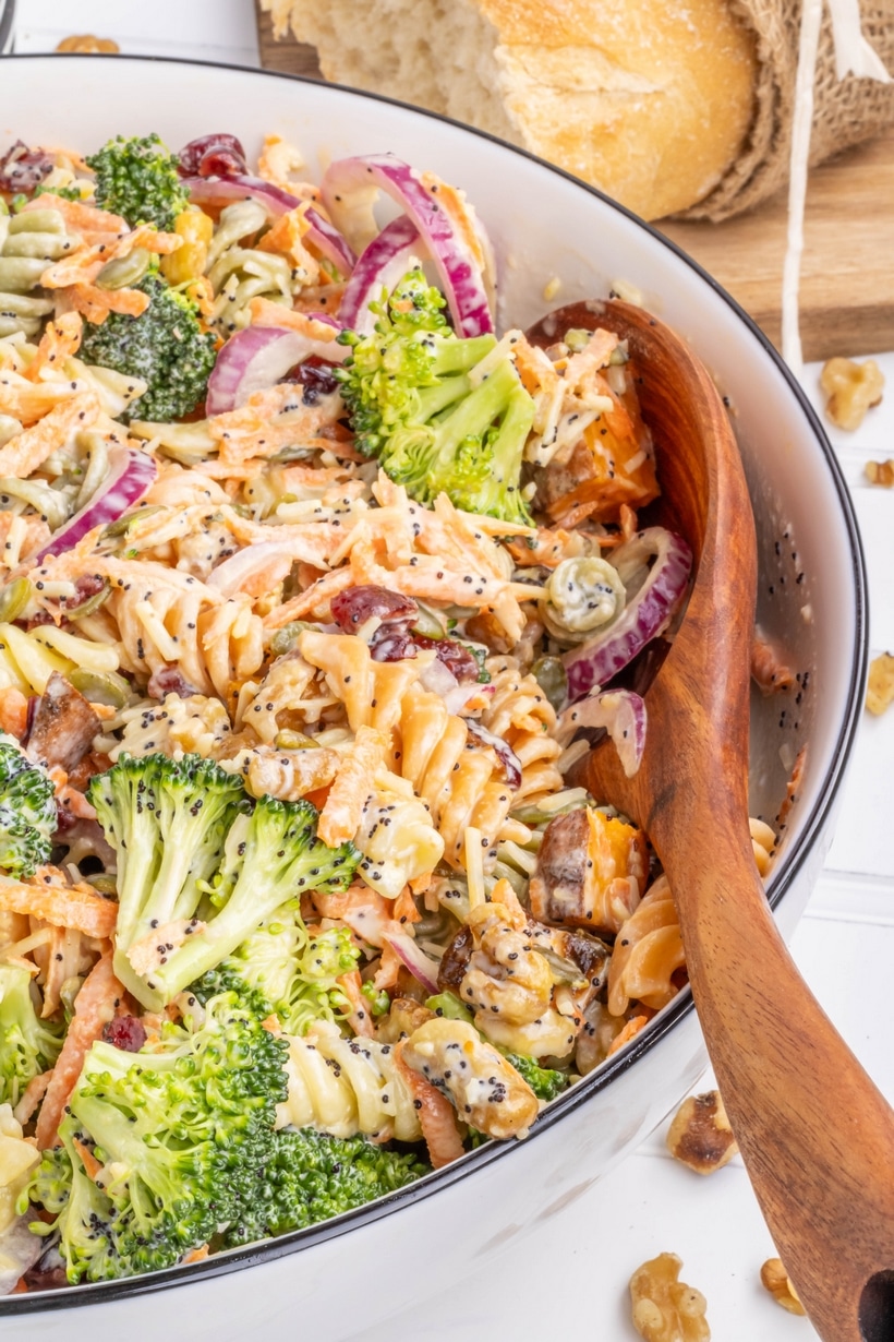 winter pasta salad with sweet potatoes