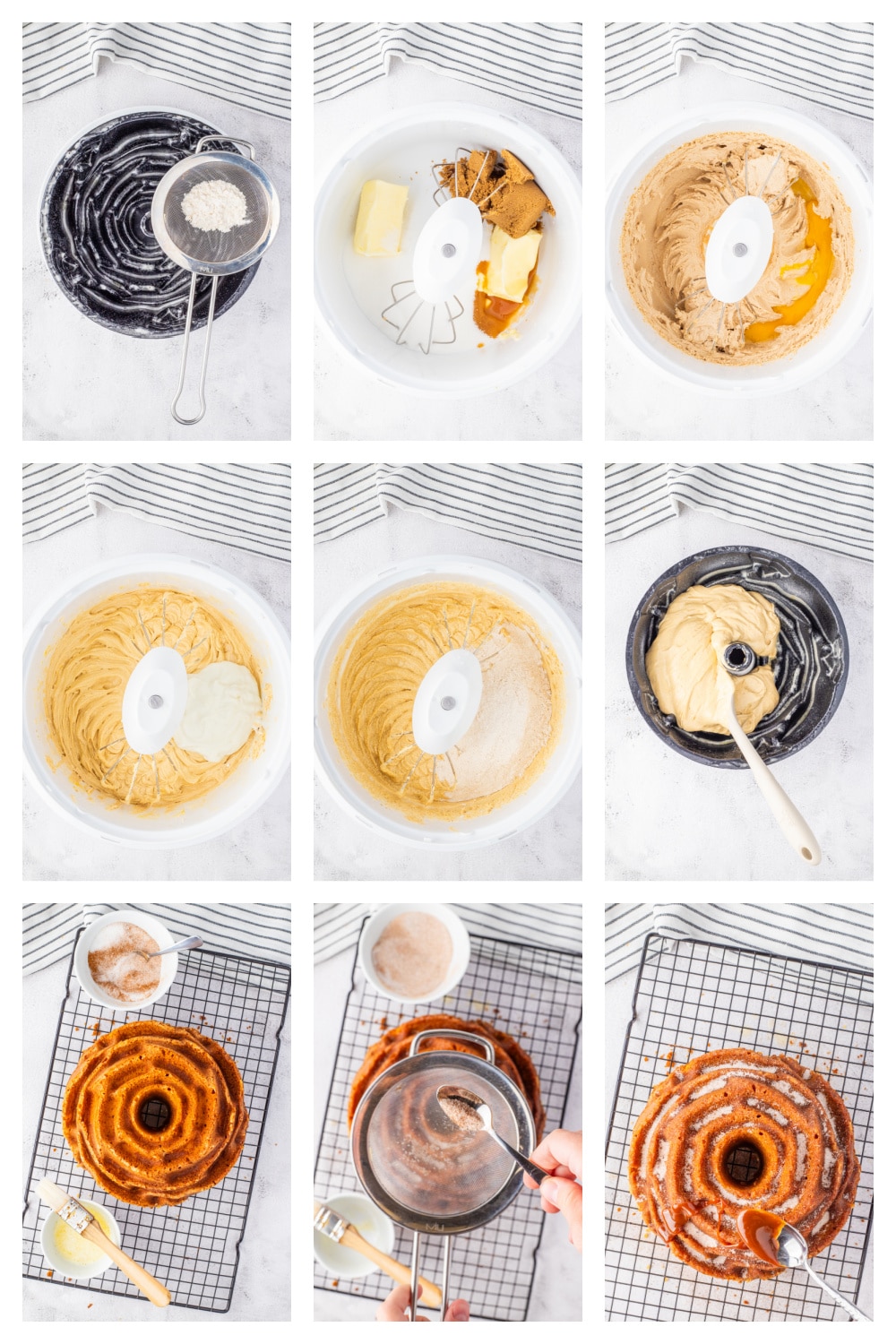 step by step collage on how to make the cake