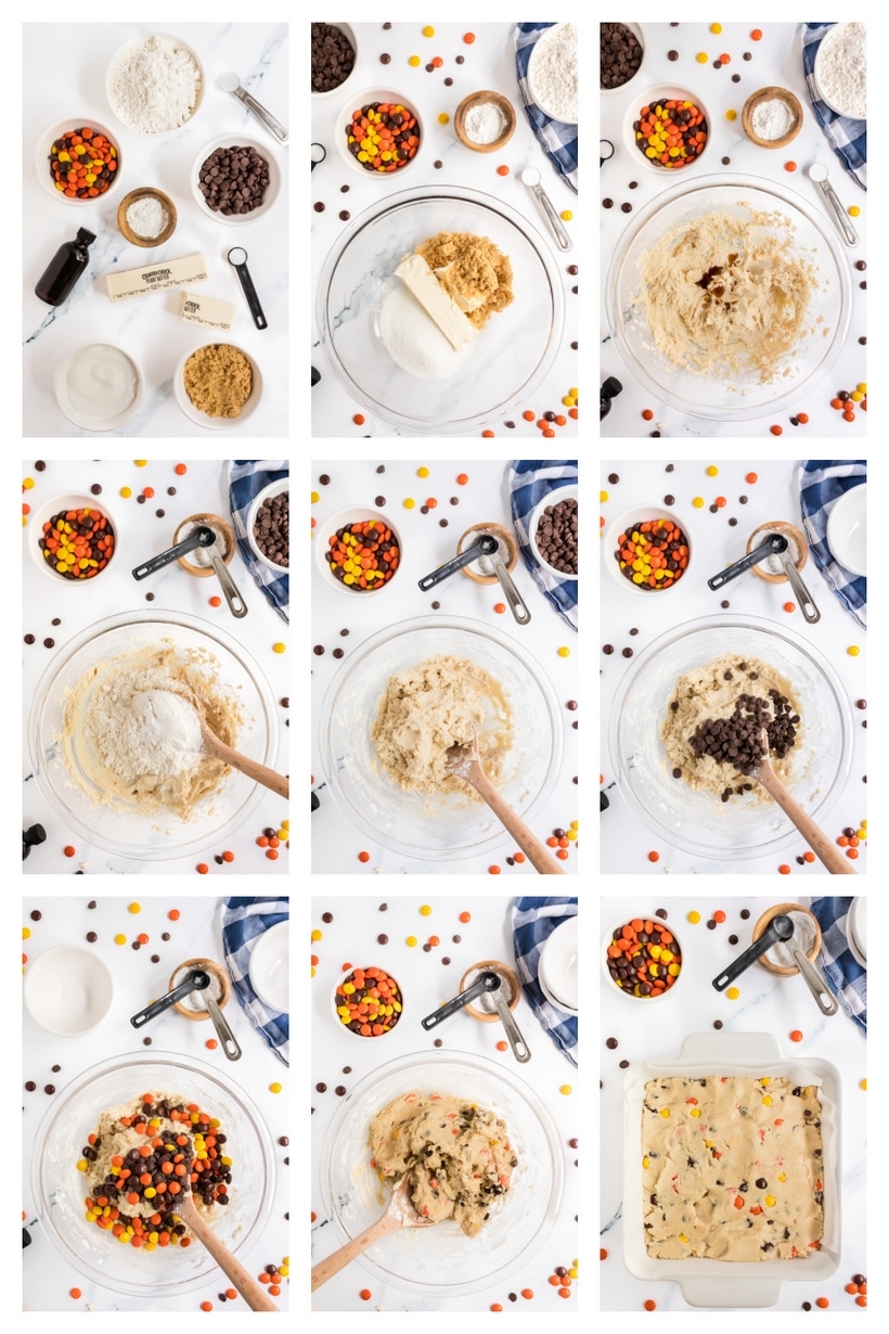 This is the cookie bar recipe to make as a tailgating dessert, back-to-school treat or just because. It's also perfect for the fall season and a great Halloween dessert. ingredients and instructions