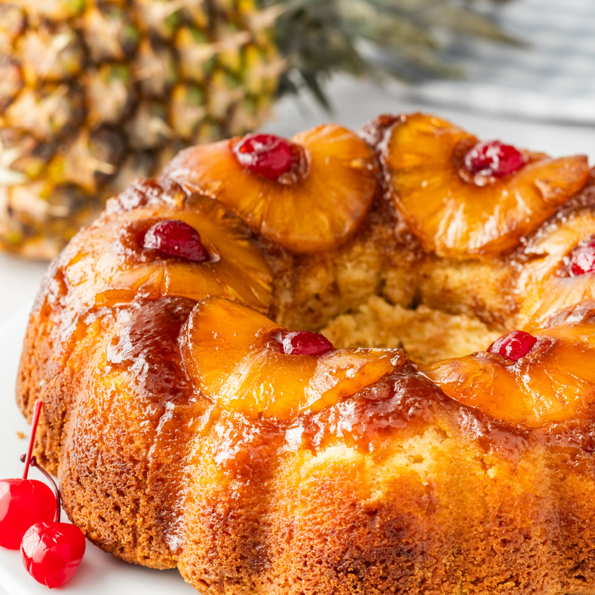 Pineapple Upside Down Cake with Greek Yogurt (Bundt Pan Version)