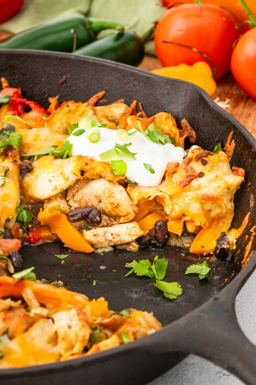 Chicken Fajita Casserole recipe fajita casserole with one portion removed