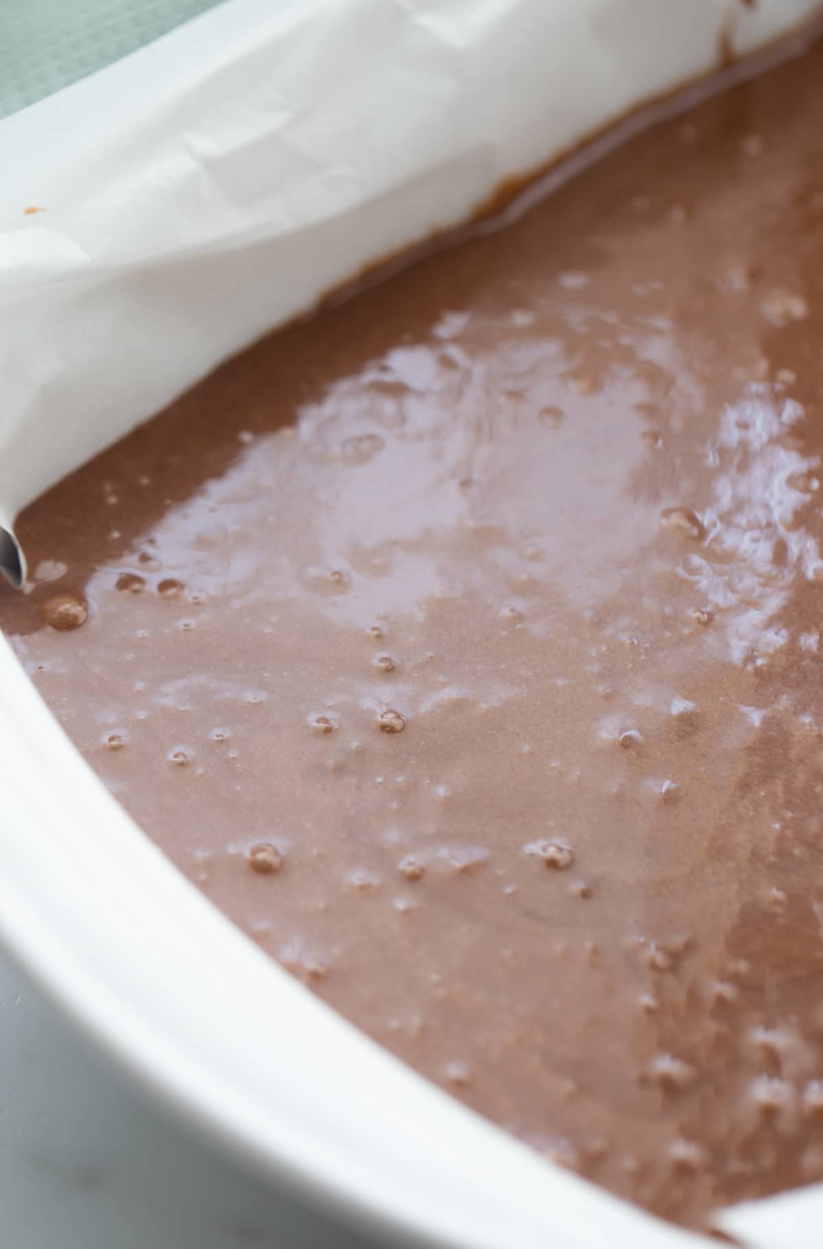 Brownie batter mixed with peppermint extract and bourbon Brownie batter mixed with peppermint extract and bourbon