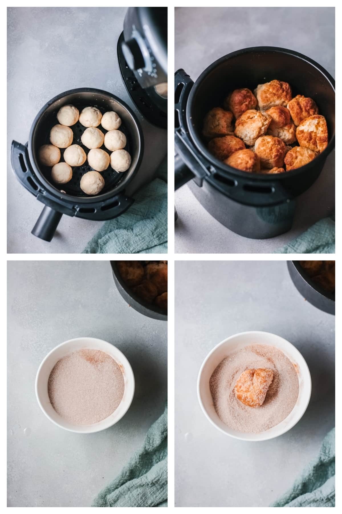 These air fryer cinnamon sugar donut holes are my quick and easy solution for satisfying donut cravings. This lightened-up version of classic cinnamon sugar donuts means I don't miss a thing when I pop a few of these in my mouth. They're just as good, if not better, than anything I'd get at a donut shop. air fryer donut holes