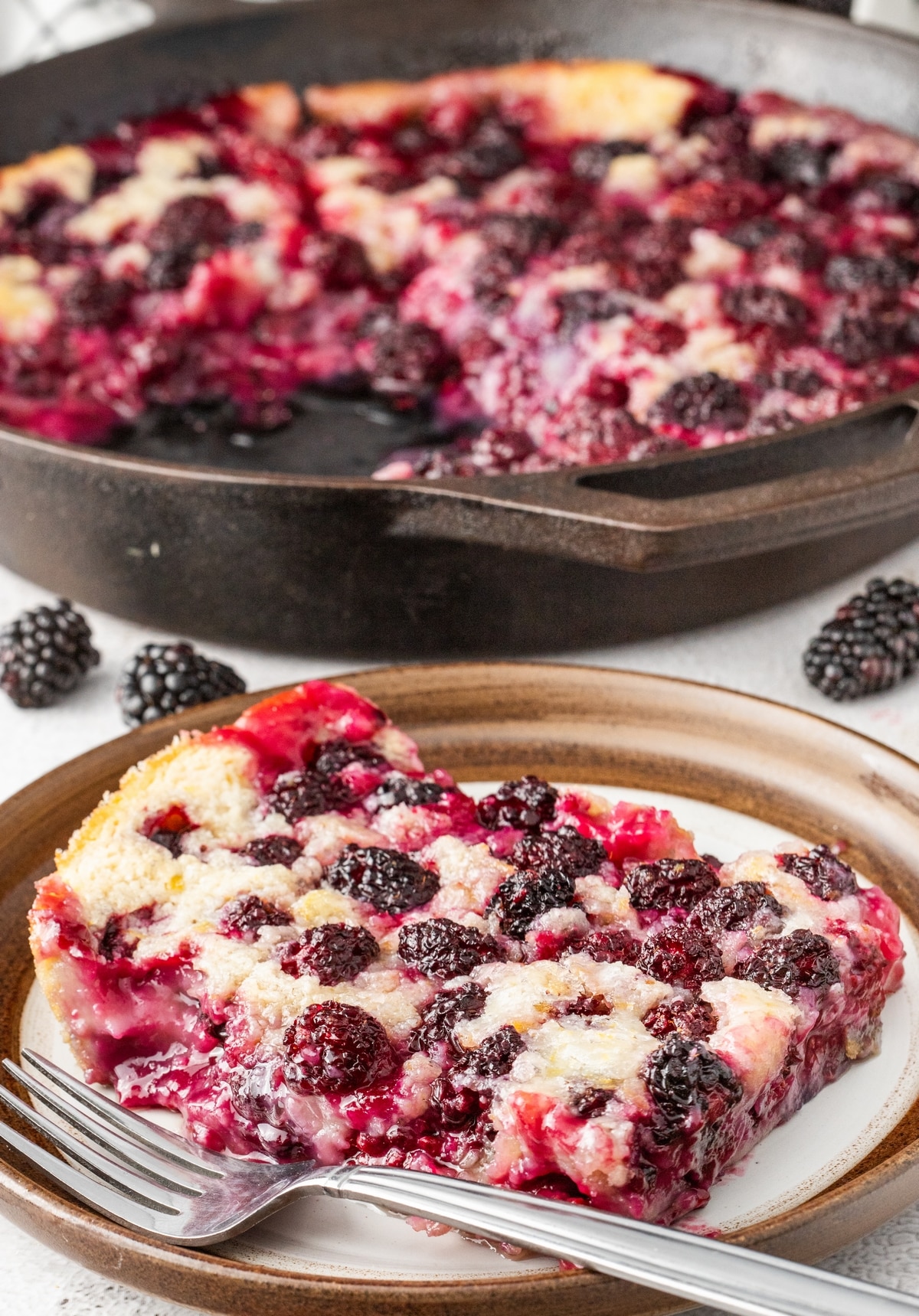 Enjoy the mouthwatering goodness of homemade blackberry cobbler. This recipe is a must-try for any dessert lover this summer! cobbler in a skillet