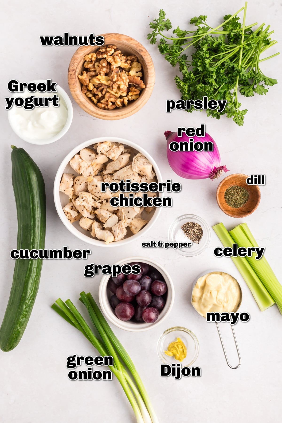 Try this delicious chicken salad with grapes for a refreshing and flavorful meal. Quick and easy to make, it's a perfect option for any occasion. ingredients