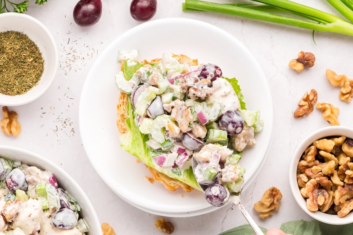 Try this delicious chicken salad with grapes for a refreshing and flavorful meal. Quick and easy to make, it's a perfect option for any occasion. sandwich of chicken