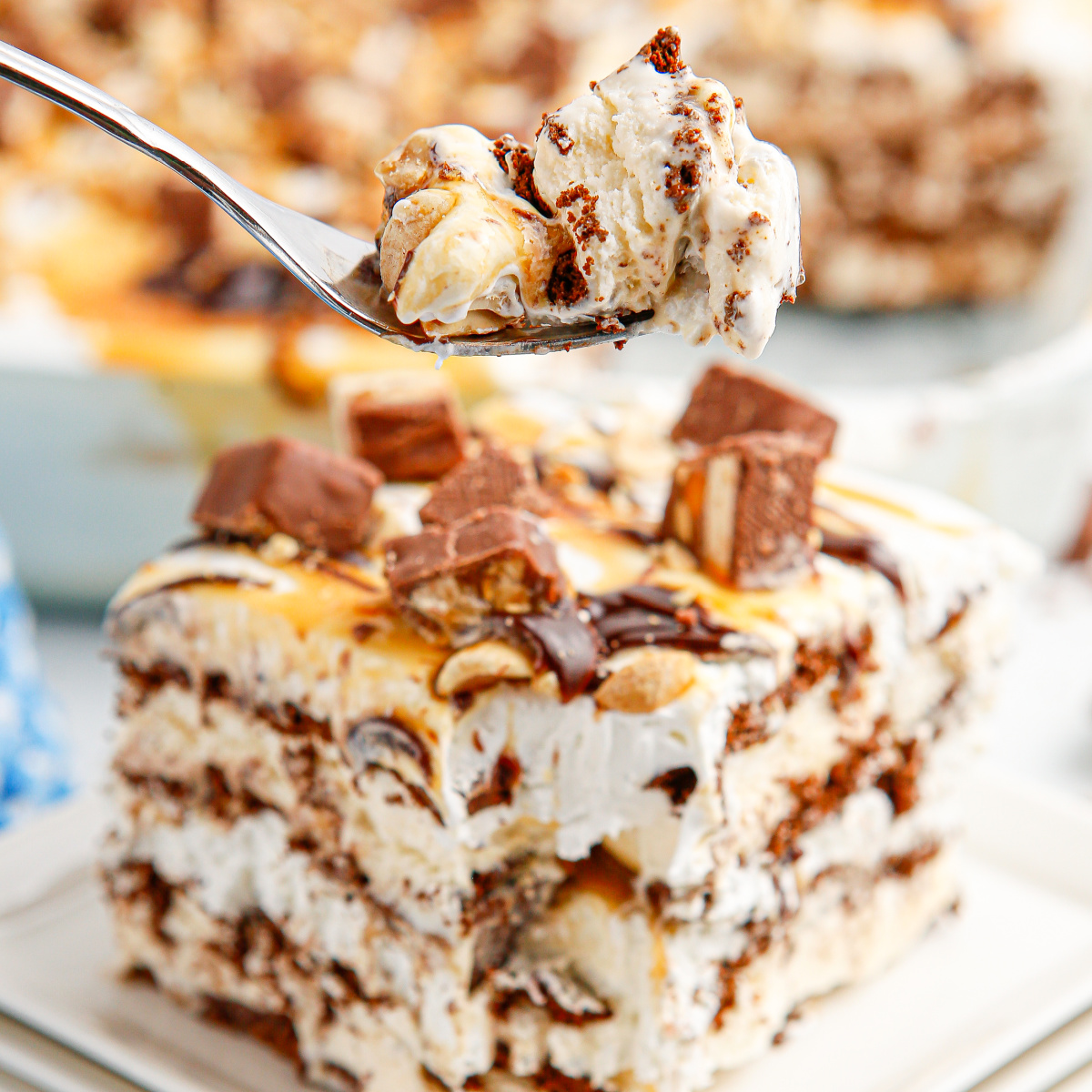 Snickers Ice Cream Cake (Made with Ice Cream Sandwiches)