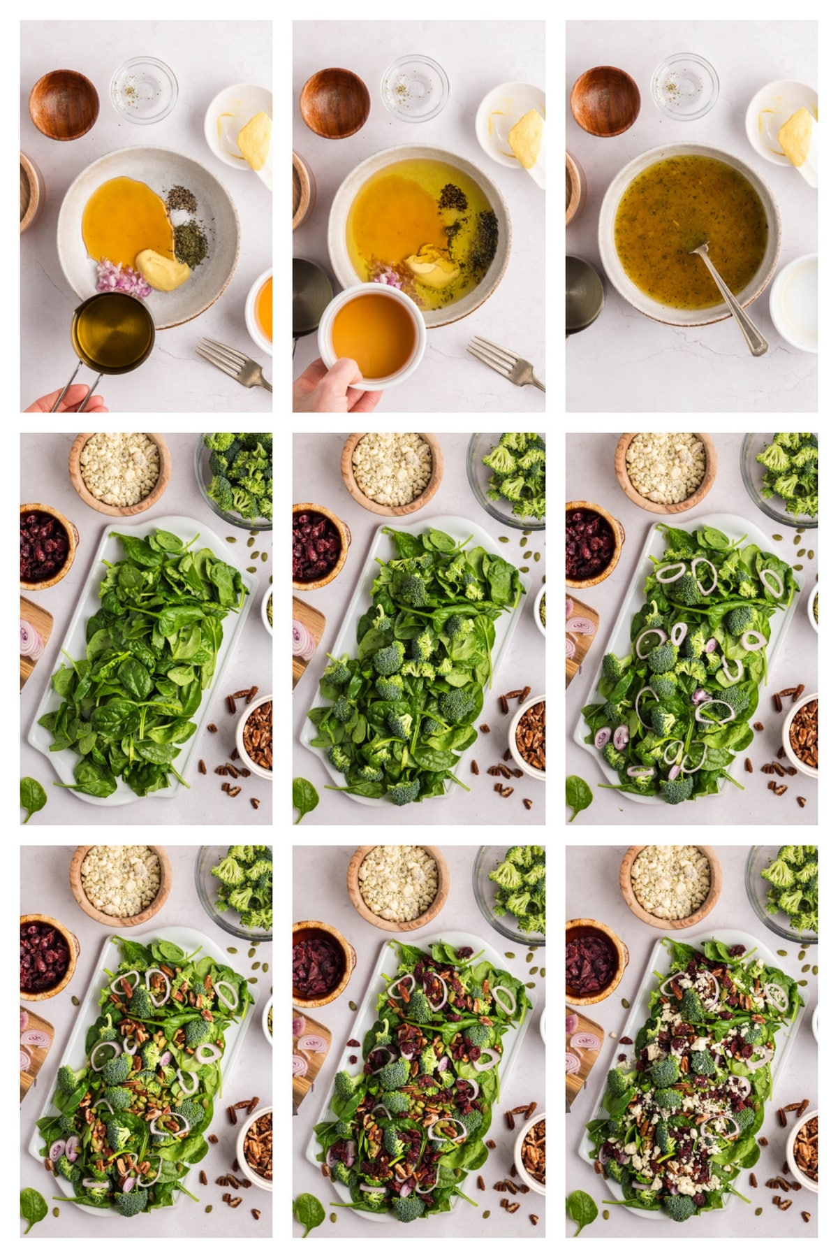 This spinach salad with Dijon vinaigrette comes together with crunchy pecans and sweet cranberries. It's simple, fresh, and has just the right balance of flavors. how to make it