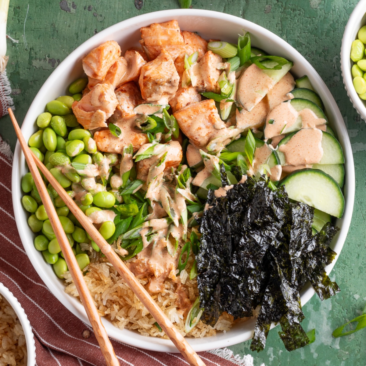Spicy Salmon Sushi Bowls with Crispy Rice