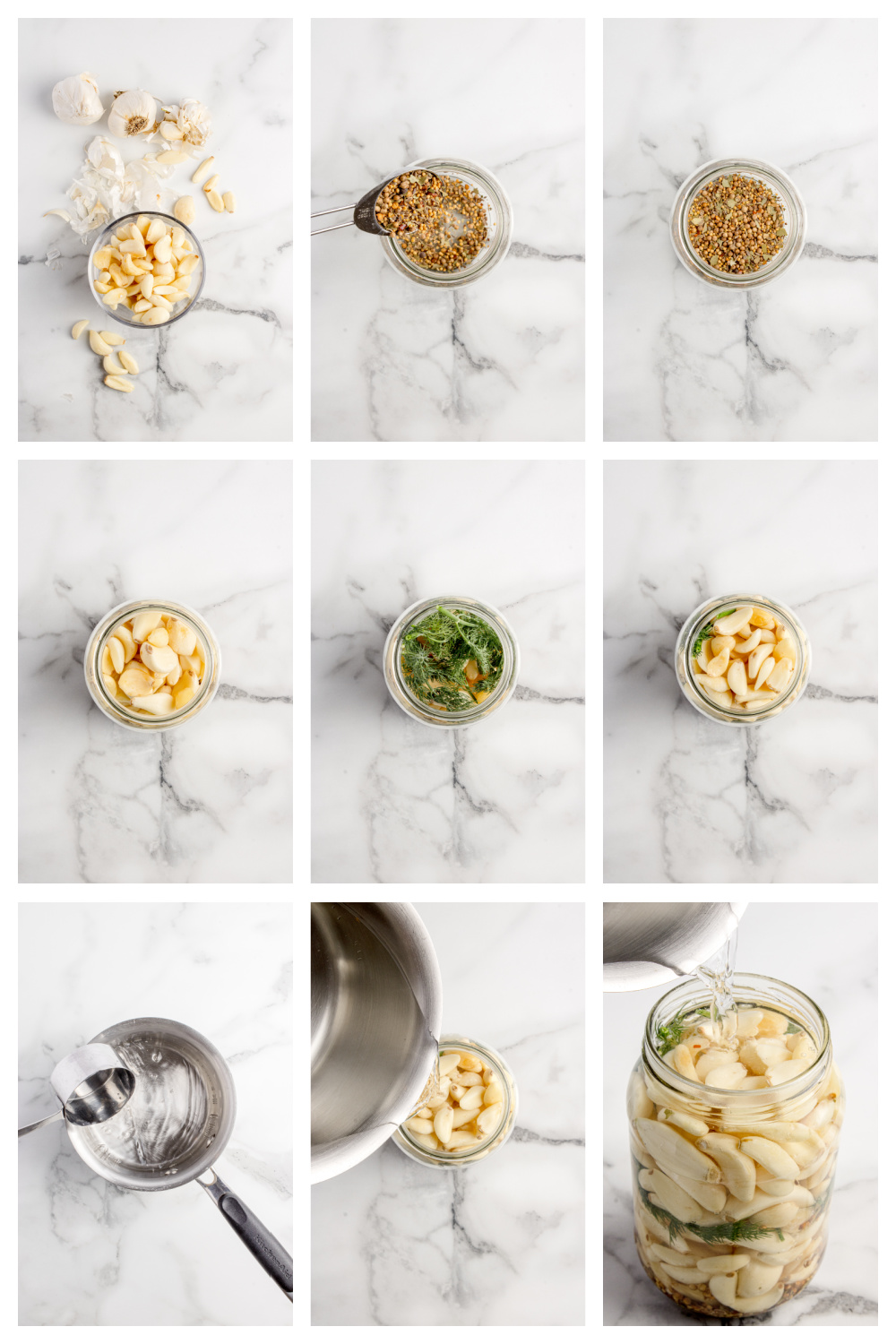 How to make pickled garlic Step-by-step process of making refrigerator pickled garlic in a mason jar