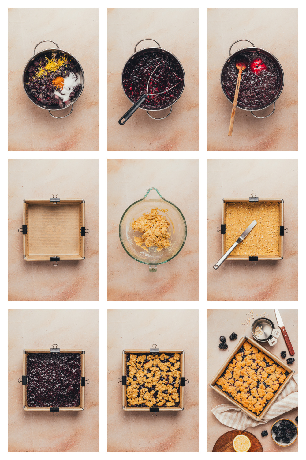 How to make blackberry crumble bars from filling to crumble layers How to make blackberry crumble bars from filling to crumble layers